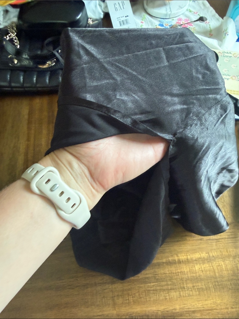 NWOT bishop + young Black Satin Slip Midi Dress with Cowl small - Picture 6 of 6